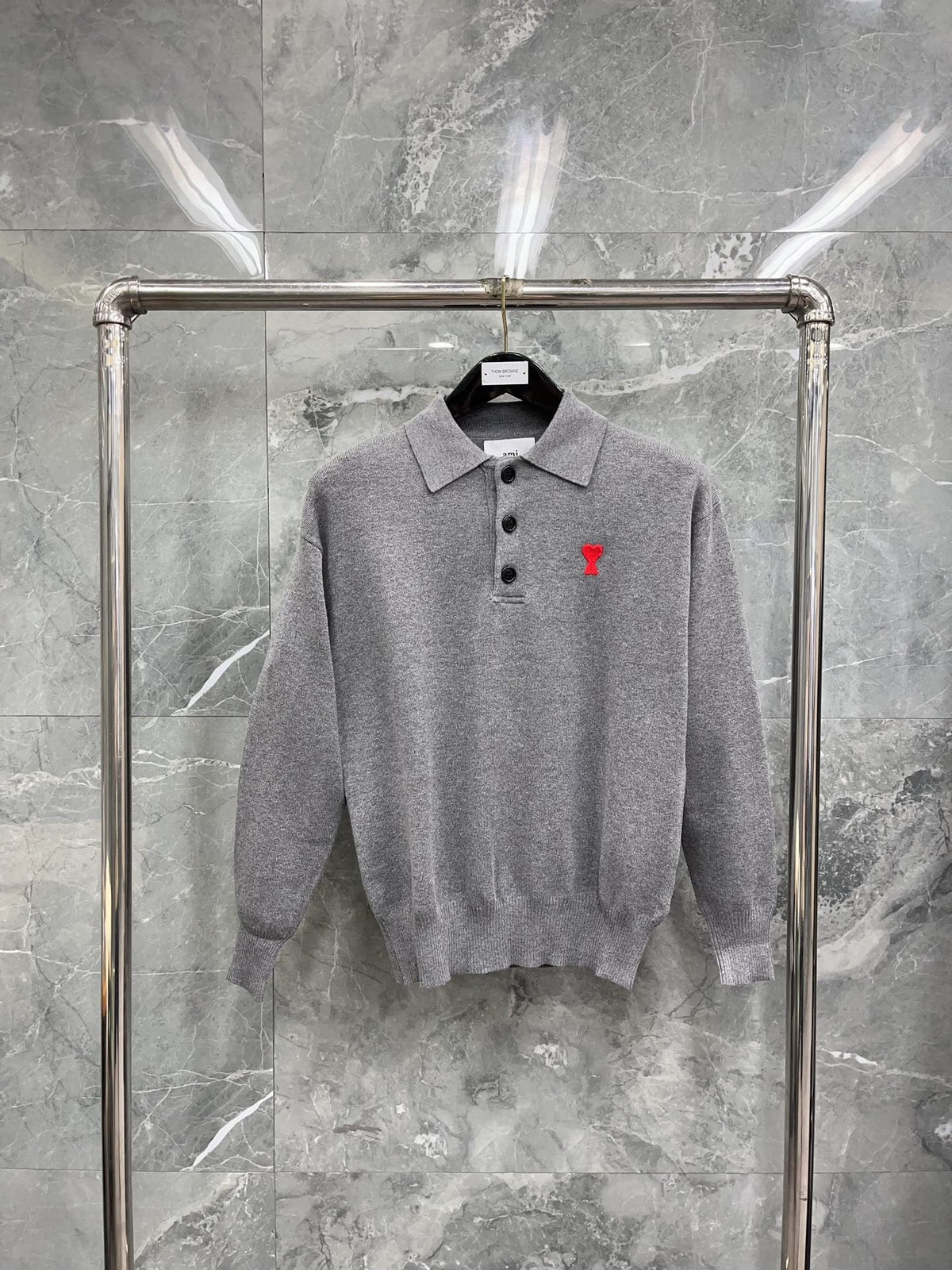Cream Knit Heart Logo Long-Sleeve - Men's
