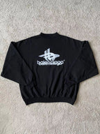 Schwarzes Baumwoll-Rundhals-Sweatshirt mit Logo – Herren