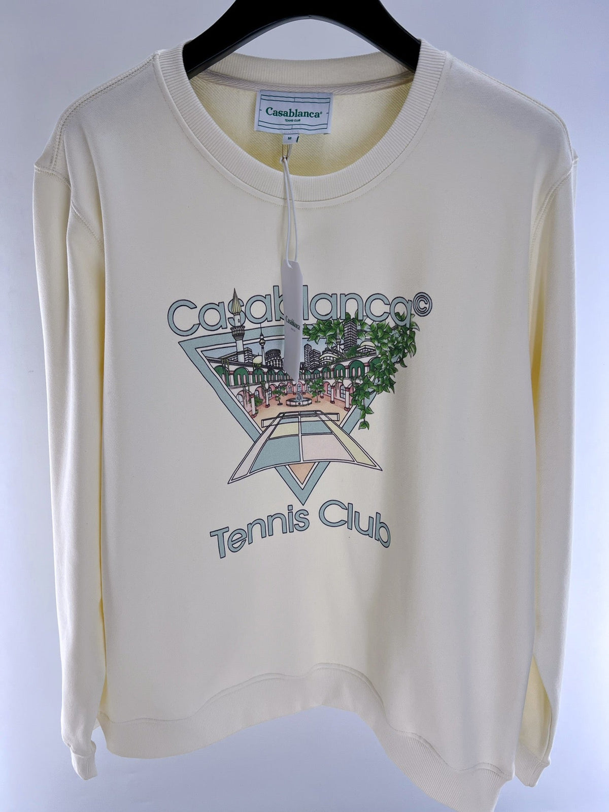 Marineblaues Tennis-Sweatshirt aus Baumwolle mit Grafik – Herren