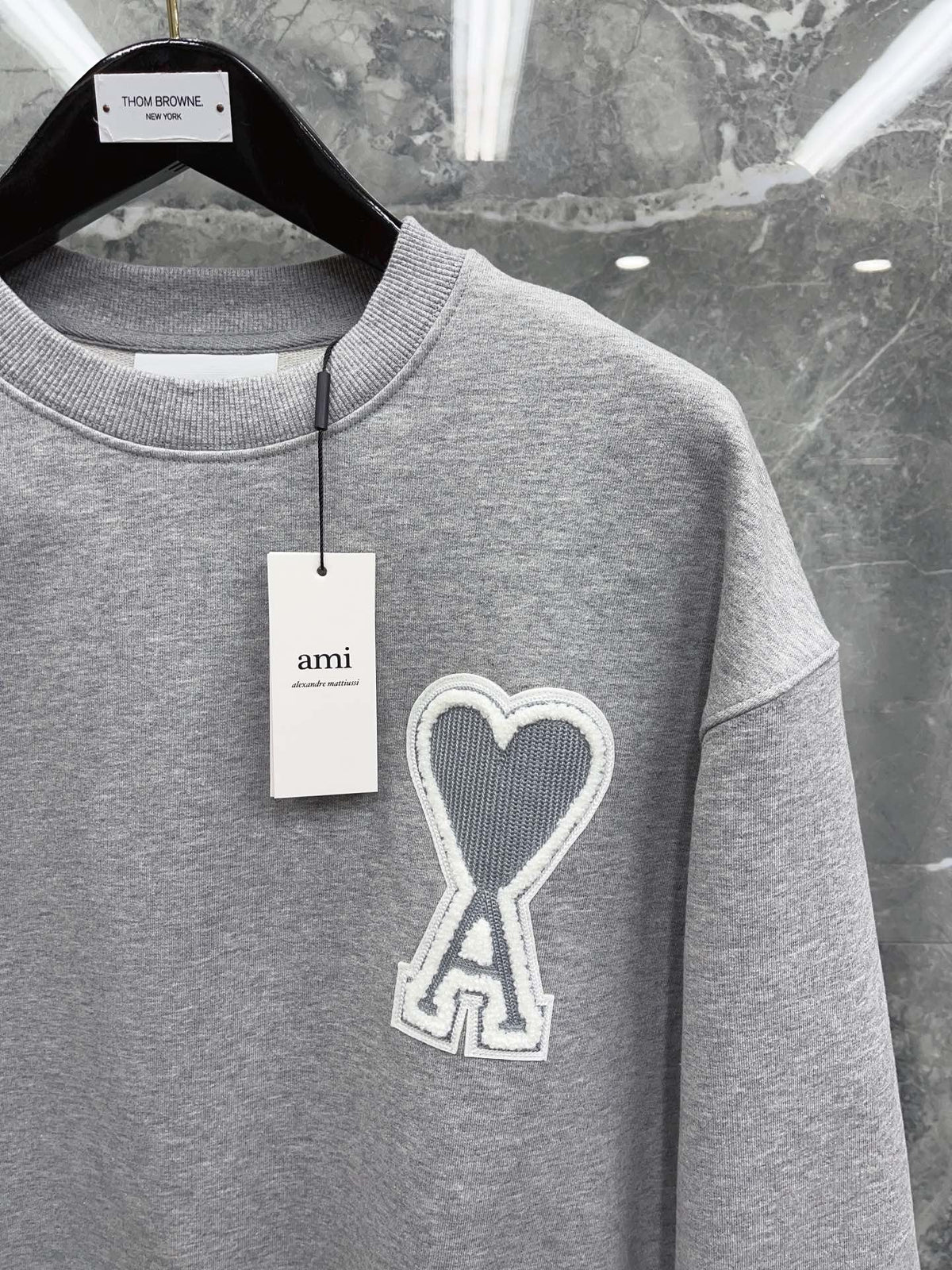 Navy Cotton Heart Logo Crewneck - Men's
