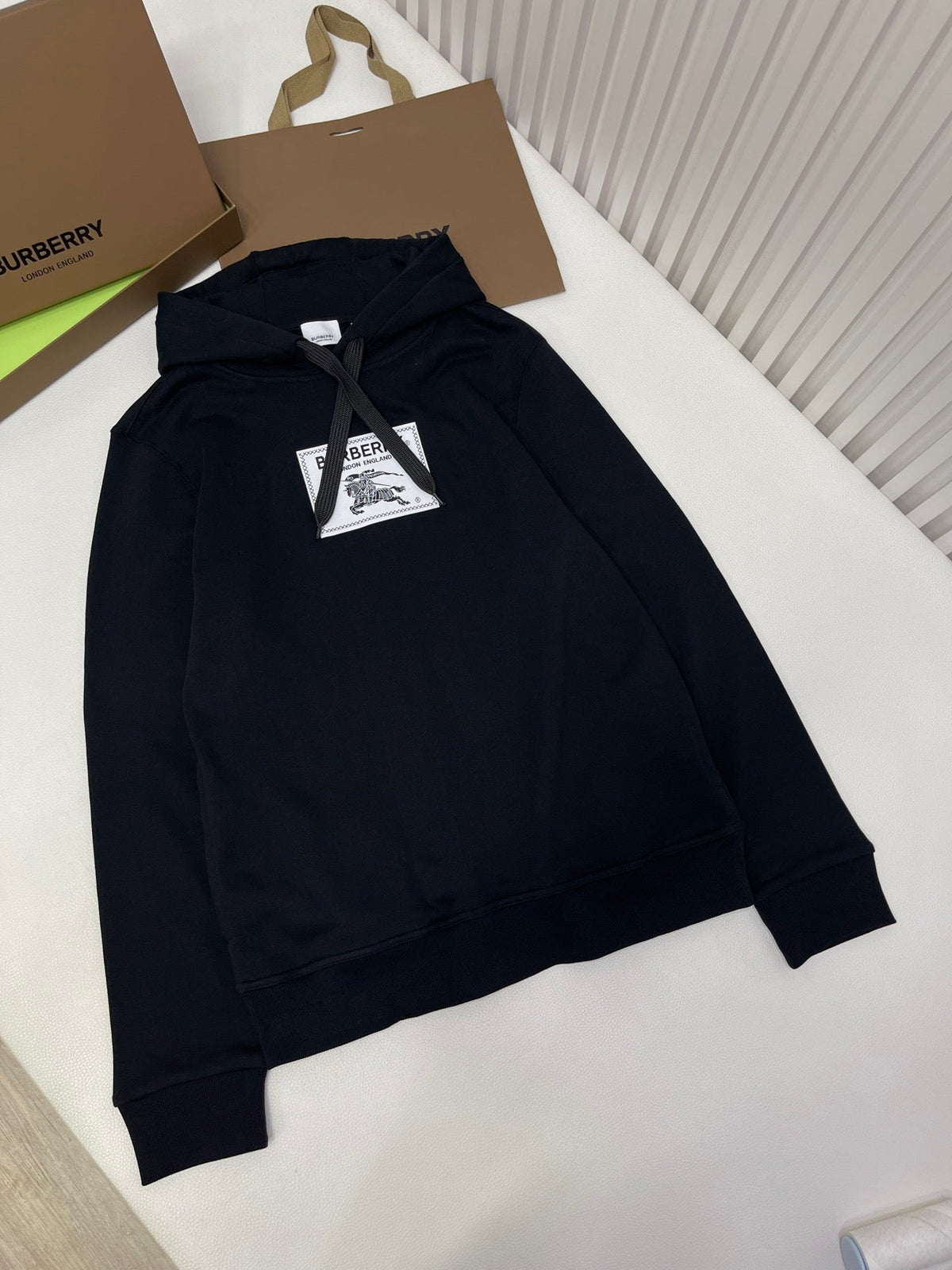 Black Cotton Logo Pullover - Men's