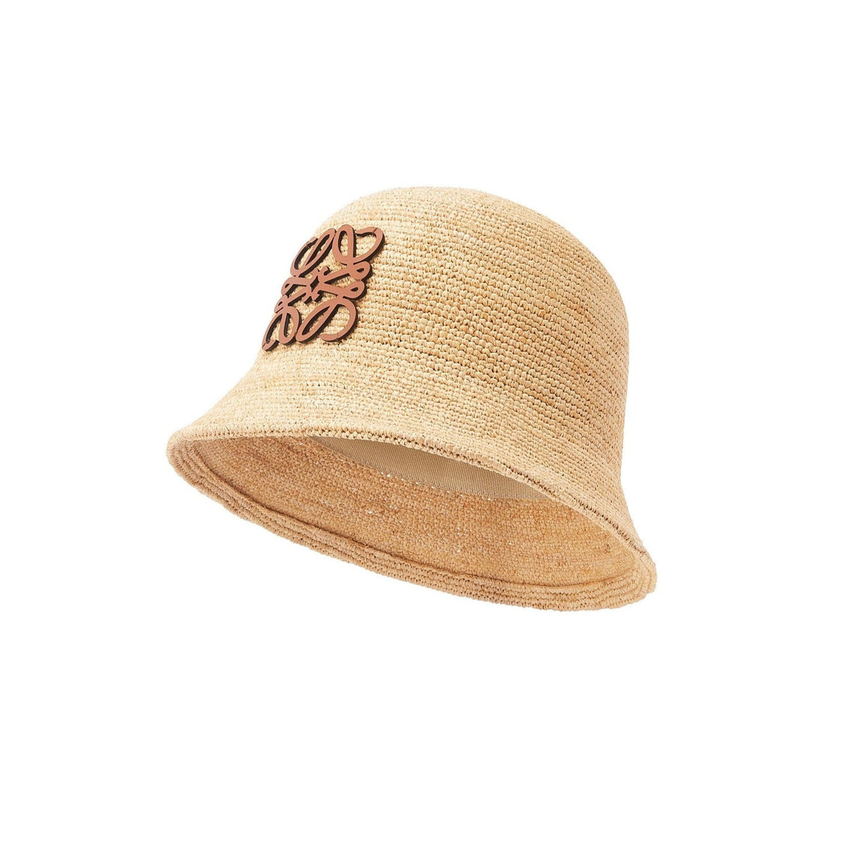Bucket hat in raffia and calfskin – colour: Natural Main material: Raffia/Calf Weight: 0.06 kg – LUX VERSE Luxury Designer Fashion Outlet
