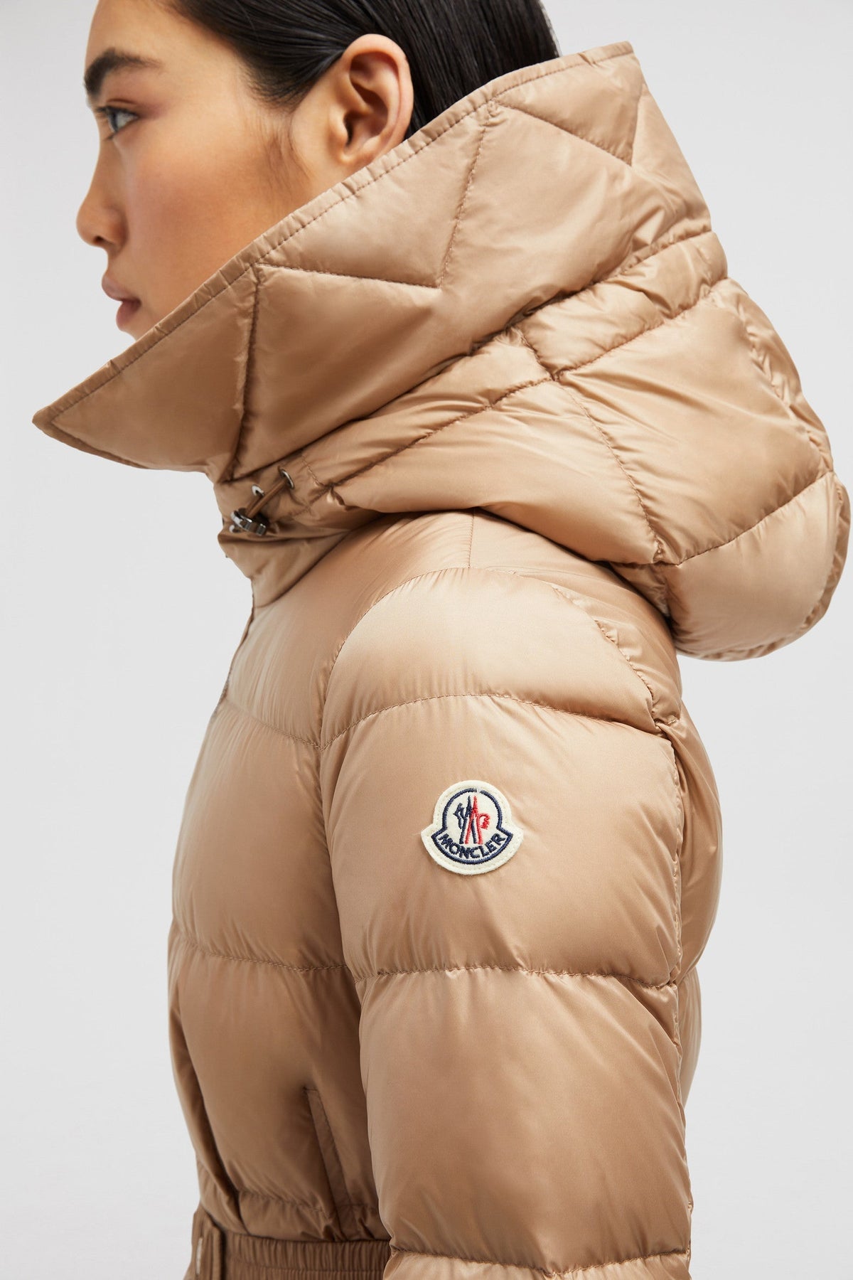 Boedic Long Down Jacket – an adjustable hood and emblematic logo patch add a finishing touch to the design – LUX VERSE Luxury Designer Fashion Outlet