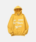 Born Again Hoodie – sIZE (cm) Lenght Bust Shoulder Sleeve M 70 112 54 63 L 72 116 56 64 XL 74 120 58 65 – LUX VERSE Luxury Designer Fashion Outlet