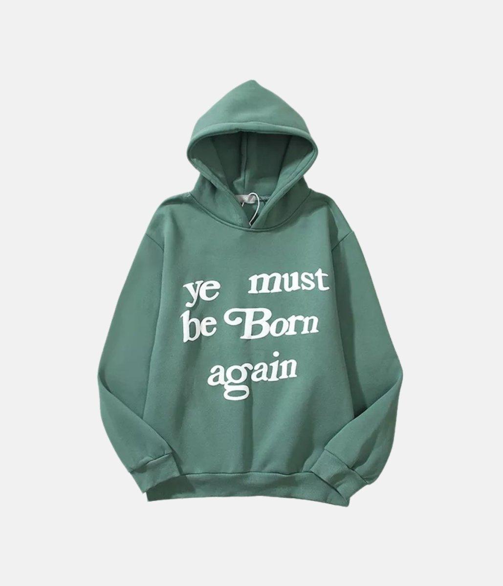Born Again Hoodie – sIZE (cm) Lenght Bust Shoulder Sleeve M 70 112 54 63 L 72 116 56 64 XL 74 120 58 65 – LUX VERSE Luxury Designer Fashion Outlet