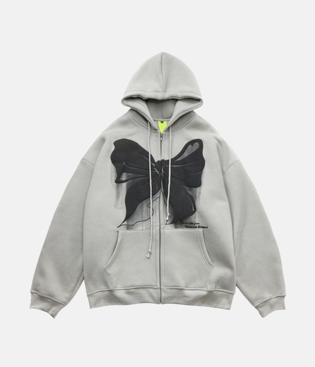 Bowknot Hoodie – material: Premium Cotton Design: A zip front, drawstring hood, side pockets – LUX VERSE Luxury Designer Fashion Outlet