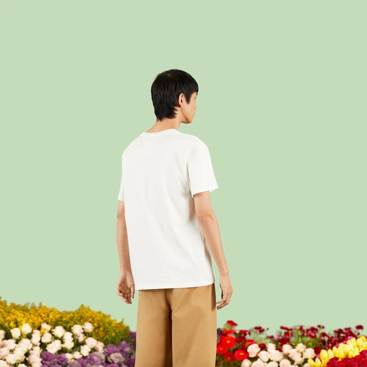 Bunny print cotton jersey T-shirt – animal motifs often feature in collections, sometimes accompanied by signature – LUX VERSE Luxury Designer Fashion Outlet