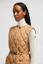 Butor Long Down Vest – crafted from recycled polyester, the long vest boasts geometric quilting – LUX VERSE Luxury Designer Fashion Outlet
