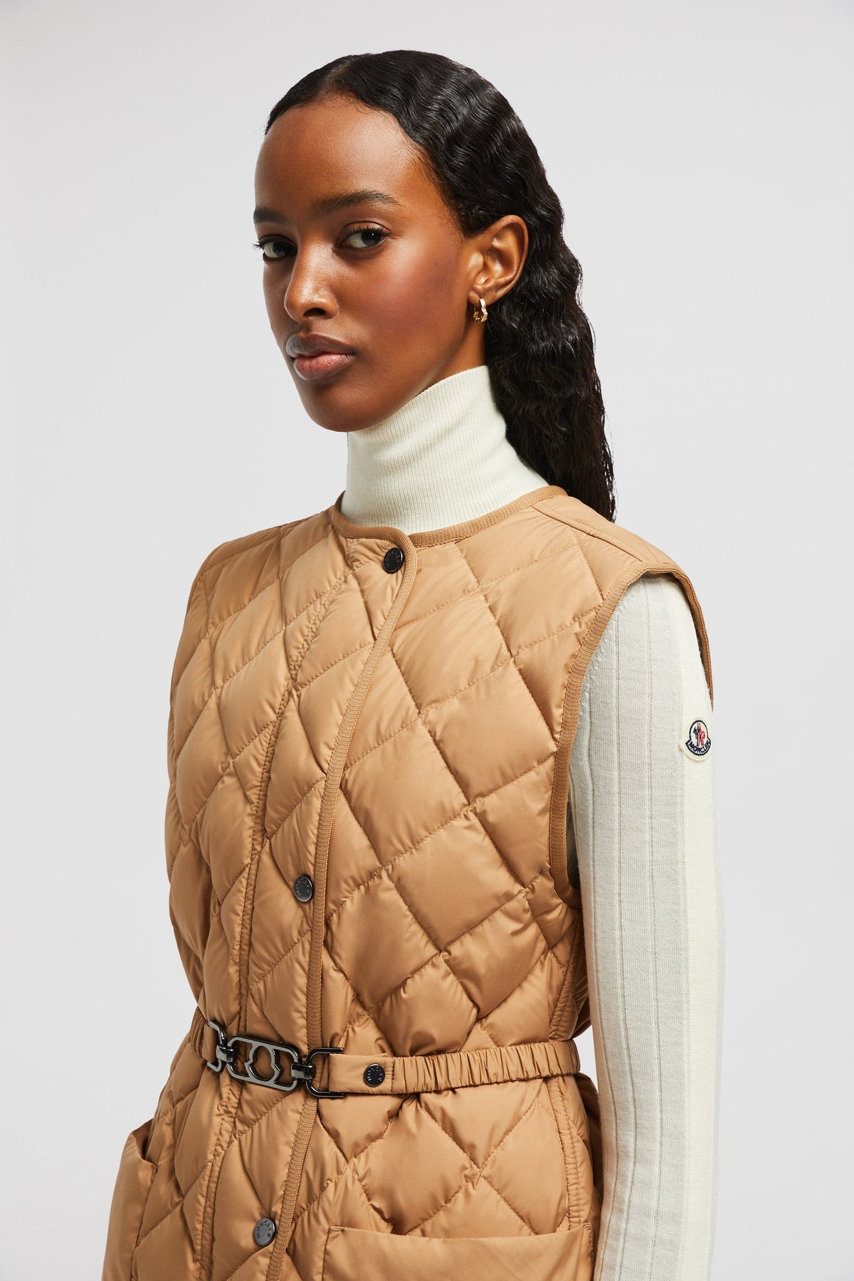 Butor Long Down Vest – crafted from recycled polyester, the long vest boasts geometric quilting – LUX VERSE Luxury Designer Fashion Outlet