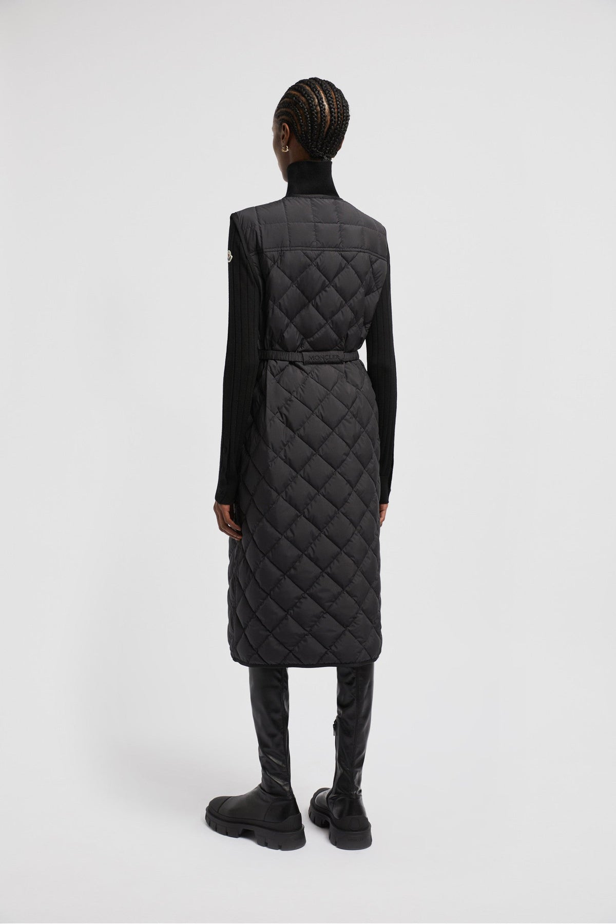 Butor Long Down Vest – crafted from recycled polyester, the long vest boasts geometric quilting – LUX VERSE Luxury Designer Fashion Outlet