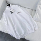 Weißer Baumwollpullover mit Brustlogo – Herren