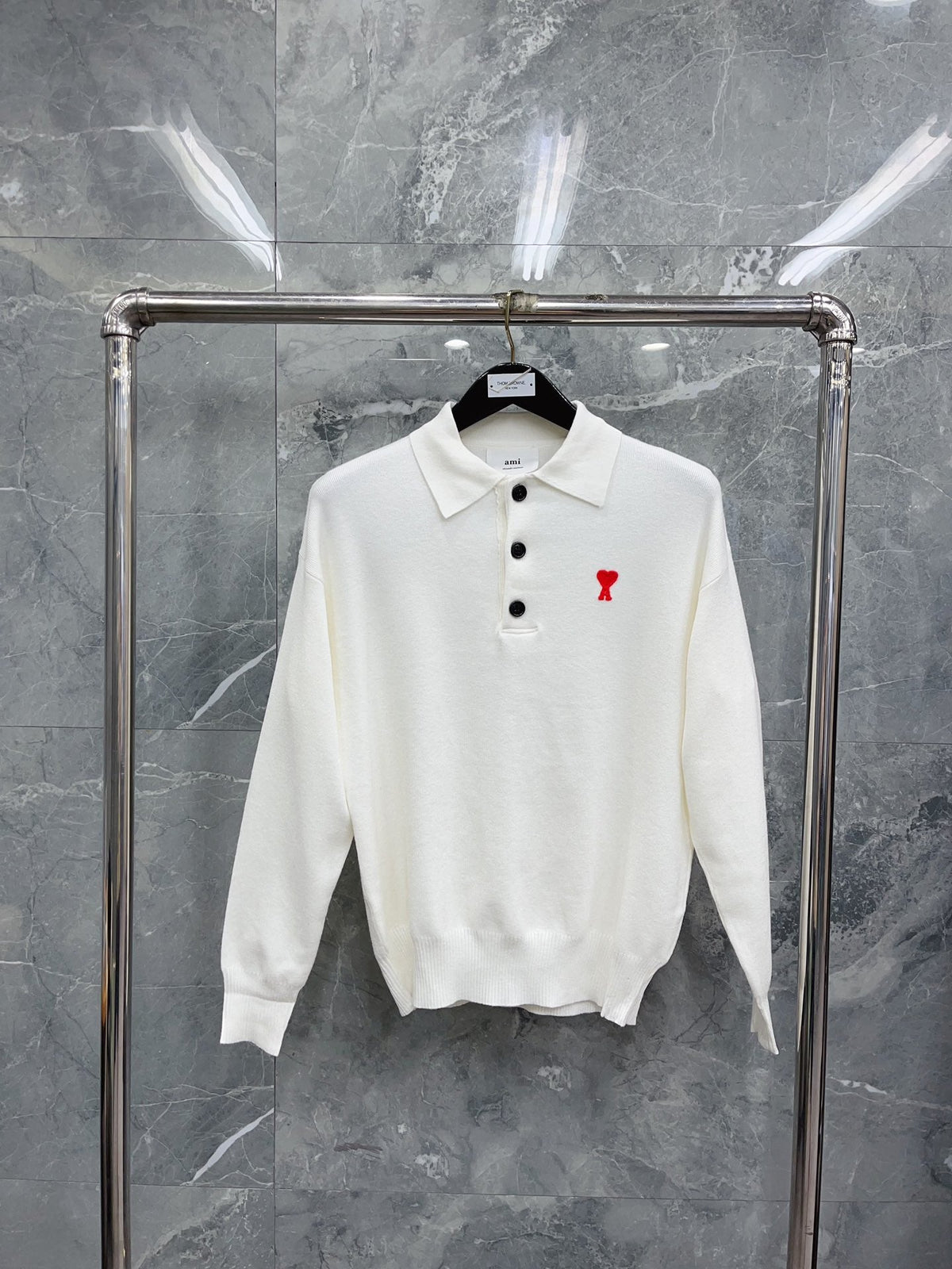 Cream Knit Heart Logo Long-Sleeve - Men's