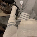 Marineblaue Jogginghose aus Baumwolle mit Bar-Streifen – Herren