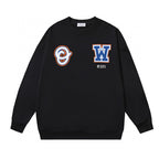 Schwarzes Baumwollpatch Rundhals-Sweatshirt – Herren