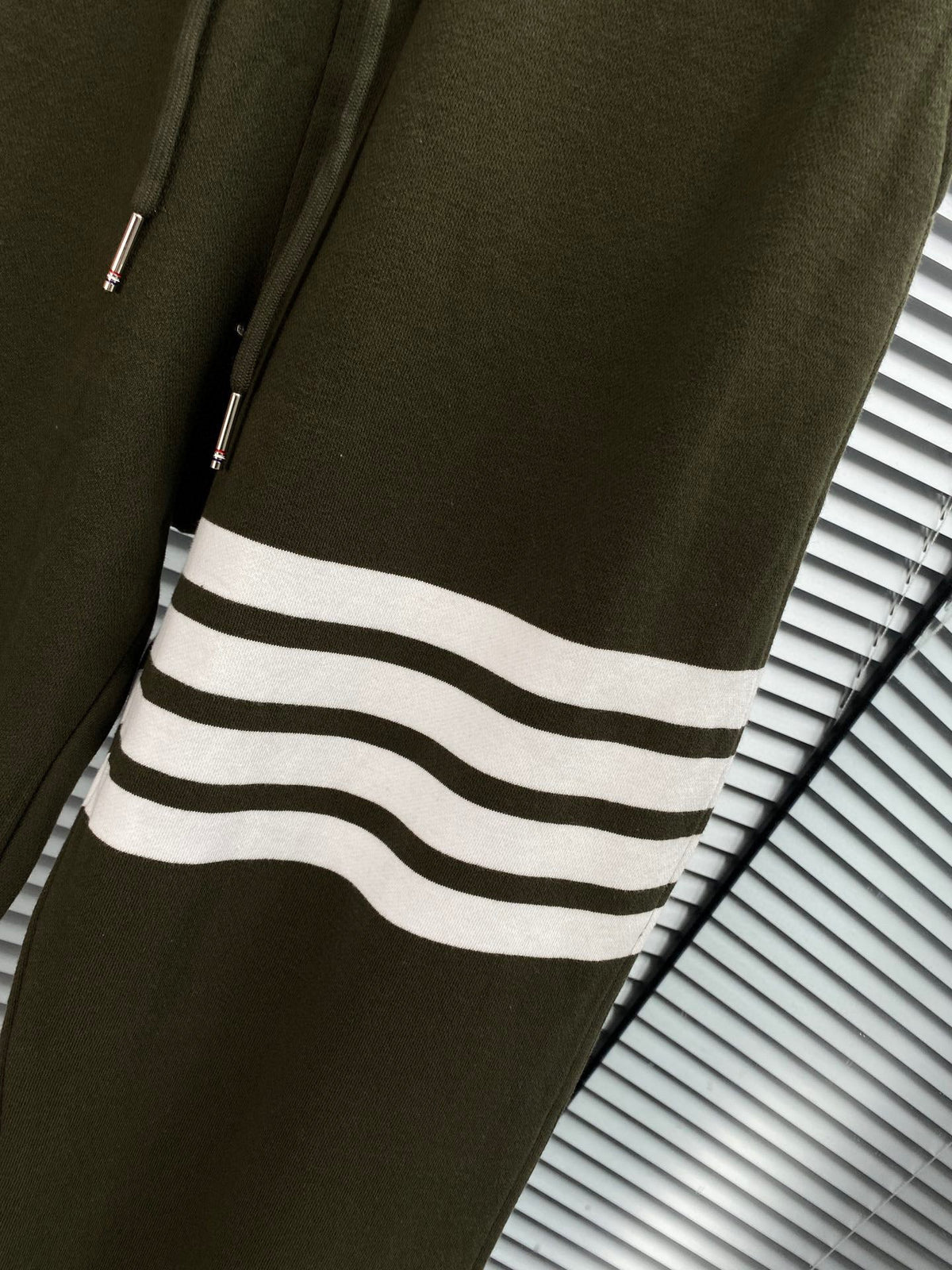 Navy Cotton Bar Stripe Joggers - Men's