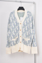 Blue Jacquard Monogram Cardigan - Men's