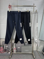Navy Cotton Bar Stripe Joggers - Men's