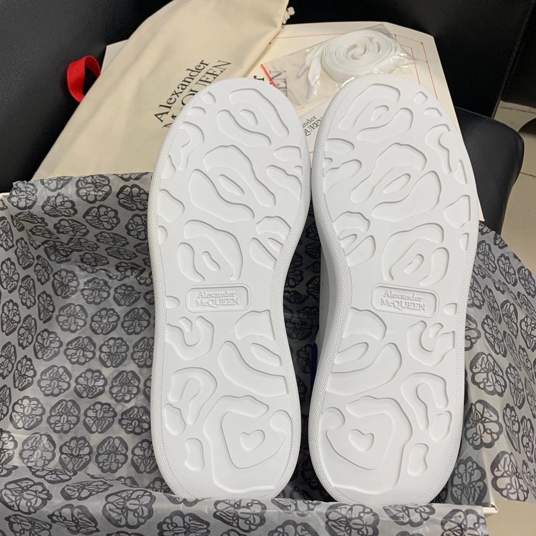 Oversized Blue Suede Tab Sneakers