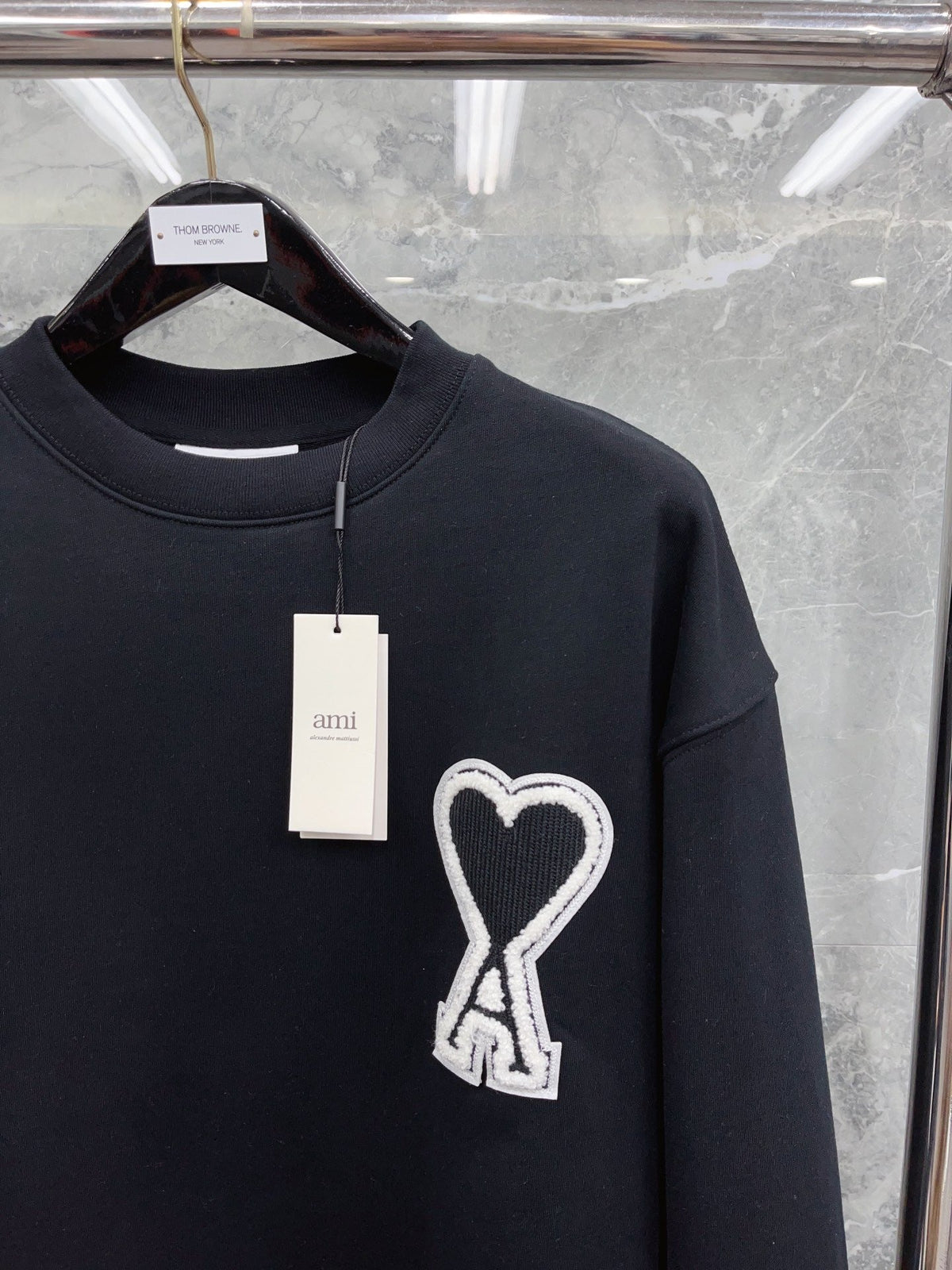 Navy Cotton Heart Logo Crewneck - Men's