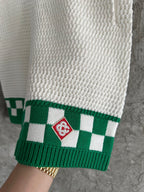 Cream Knit Check Hem Drawstring - Men's