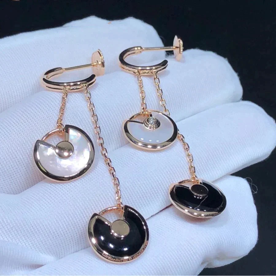 Amulette Double Drop Earrings Mop Onyx Rose Gold – LUX VERSE Luxury Designer Fashion Outlet
