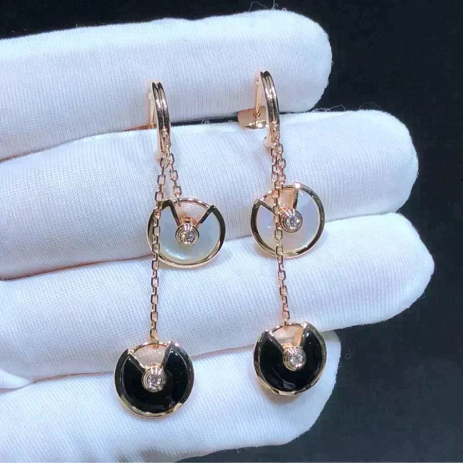 Amulette Double Drop Earrings Mop Onyx Rose Gold – LUX VERSE Luxury Designer Fashion Outlet