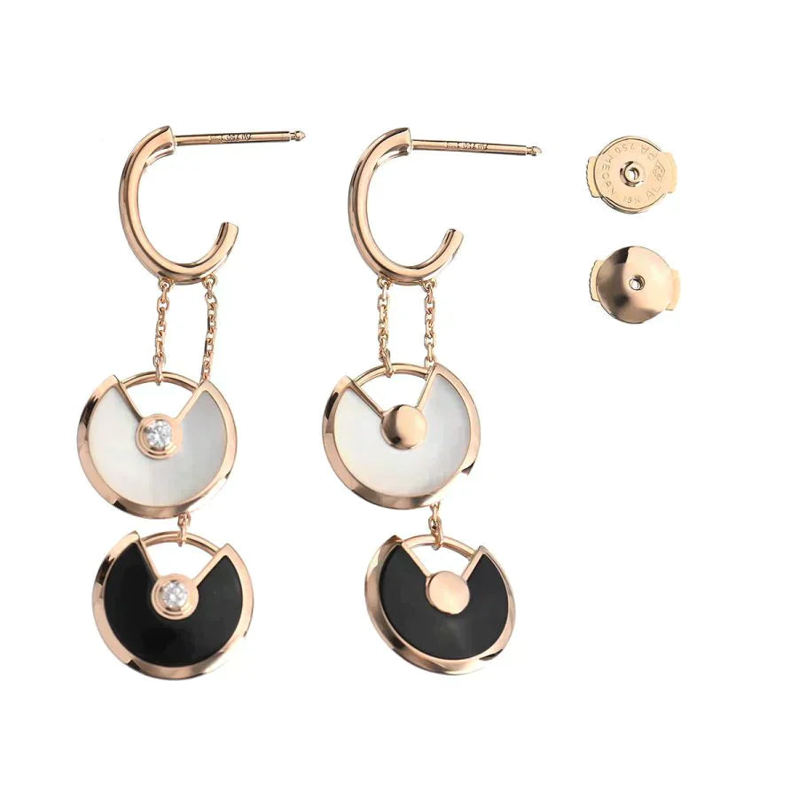 Amulette Double Drop Earrings Mop Onyx Rose Gold – LUX VERSE Luxury Designer Fashion Outlet