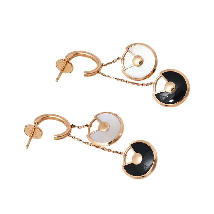 Amulette Double Drop Earrings Mop Onyx Rose Gold – LUX VERSE Luxury Designer Fashion Outlet