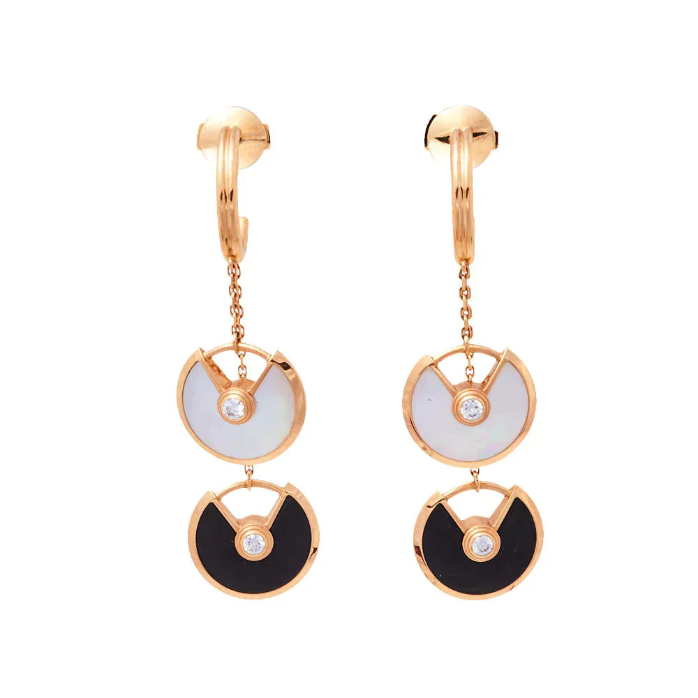Amulette Double Drop Earrings Mop Onyx Rose Gold – LUX VERSE Luxury Designer Fashion Outlet