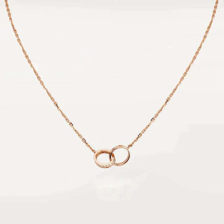 Love Necklace Rose Gold and Silver Diamond – LUX VERSE Luxury Designer Fashion Outlet