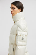 Cavettaz Long Down Jacket – crafted from nylon laqué Nylon laqué lining Down-filled Detachable hood Zipper – LUX VERSE Luxury Designer Fashion Outlet