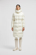 Cavettaz Long Down Jacket – crafted from nylon laqué Nylon laqué lining Down-filled Detachable hood Zipper – LUX VERSE Luxury Designer Fashion Outlet