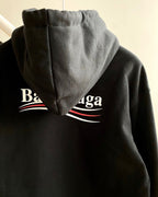 Black Cotton Chest Logo Half-Zip - Men's