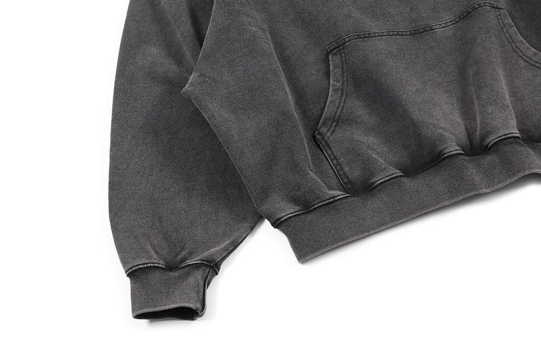 Kapuzenpullover Washed Grey mit Ton-in-Ton-Logo – Herren