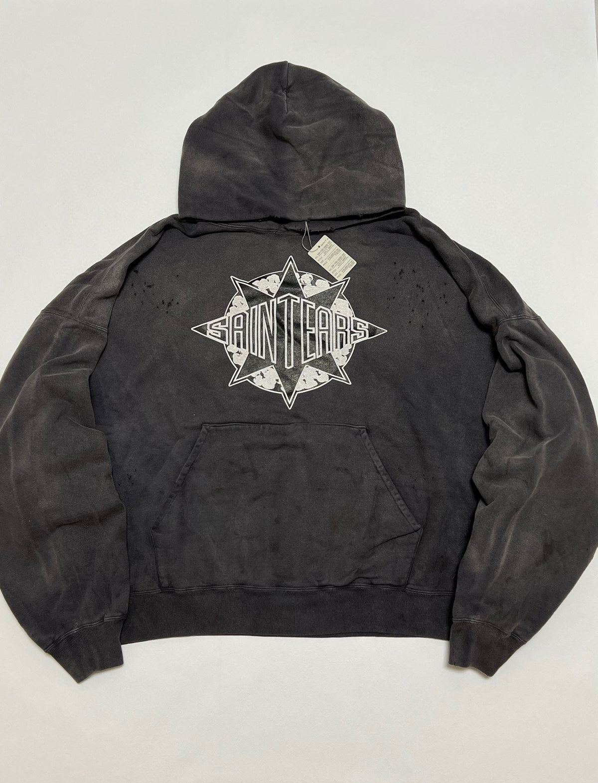 Black Cotton Washed Pullover - Men's