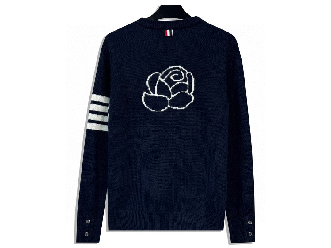 4-Bar Cardigan Navy Knit - Men's