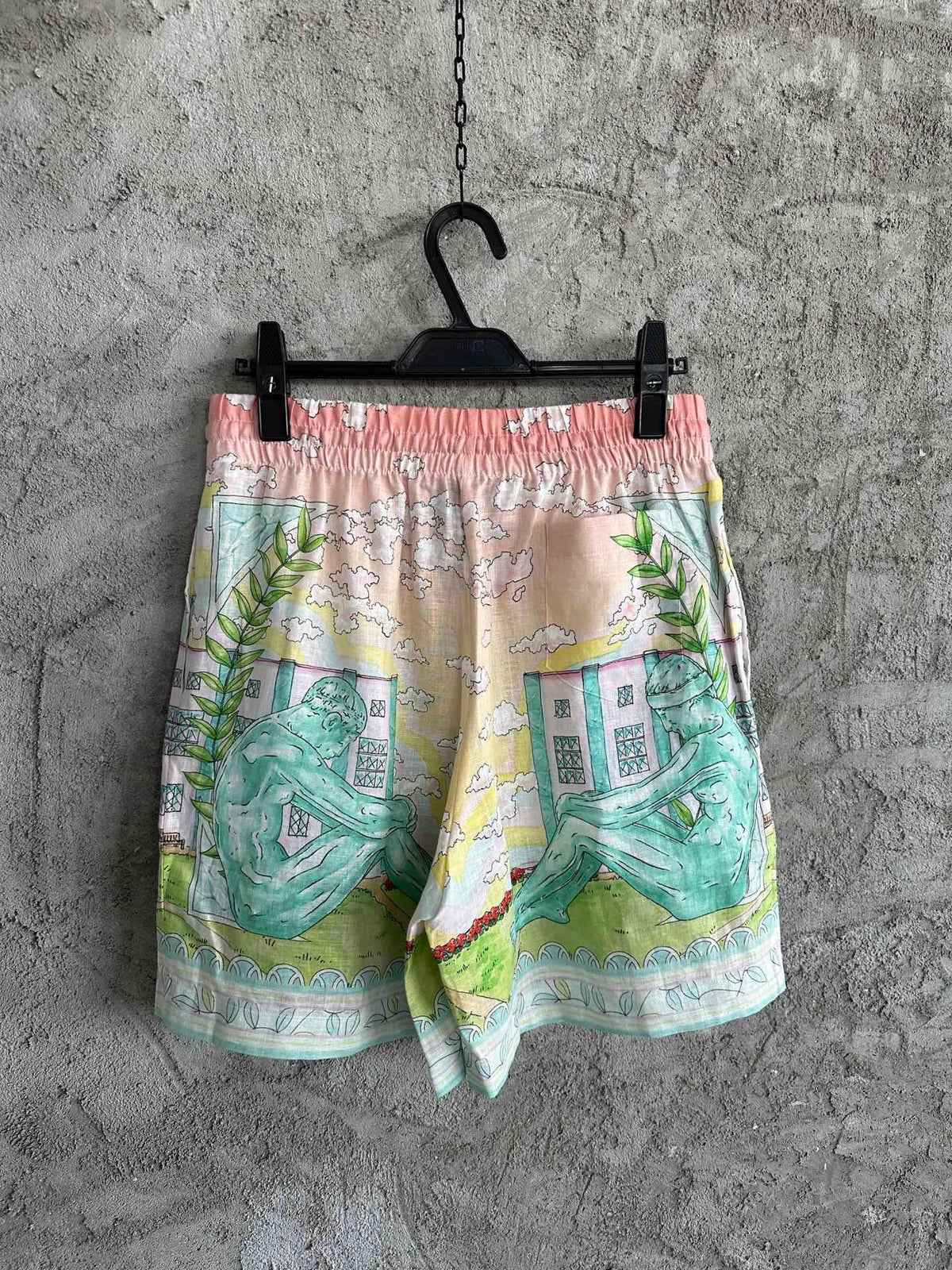 Scenic Print Silk Shorts - Men's