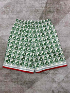 Grüne Seidenshorts mit Monogramm – Herren