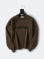 Cremefarbener Wollpullover mit Textlogo, Rundhalsausschnitt – Herren