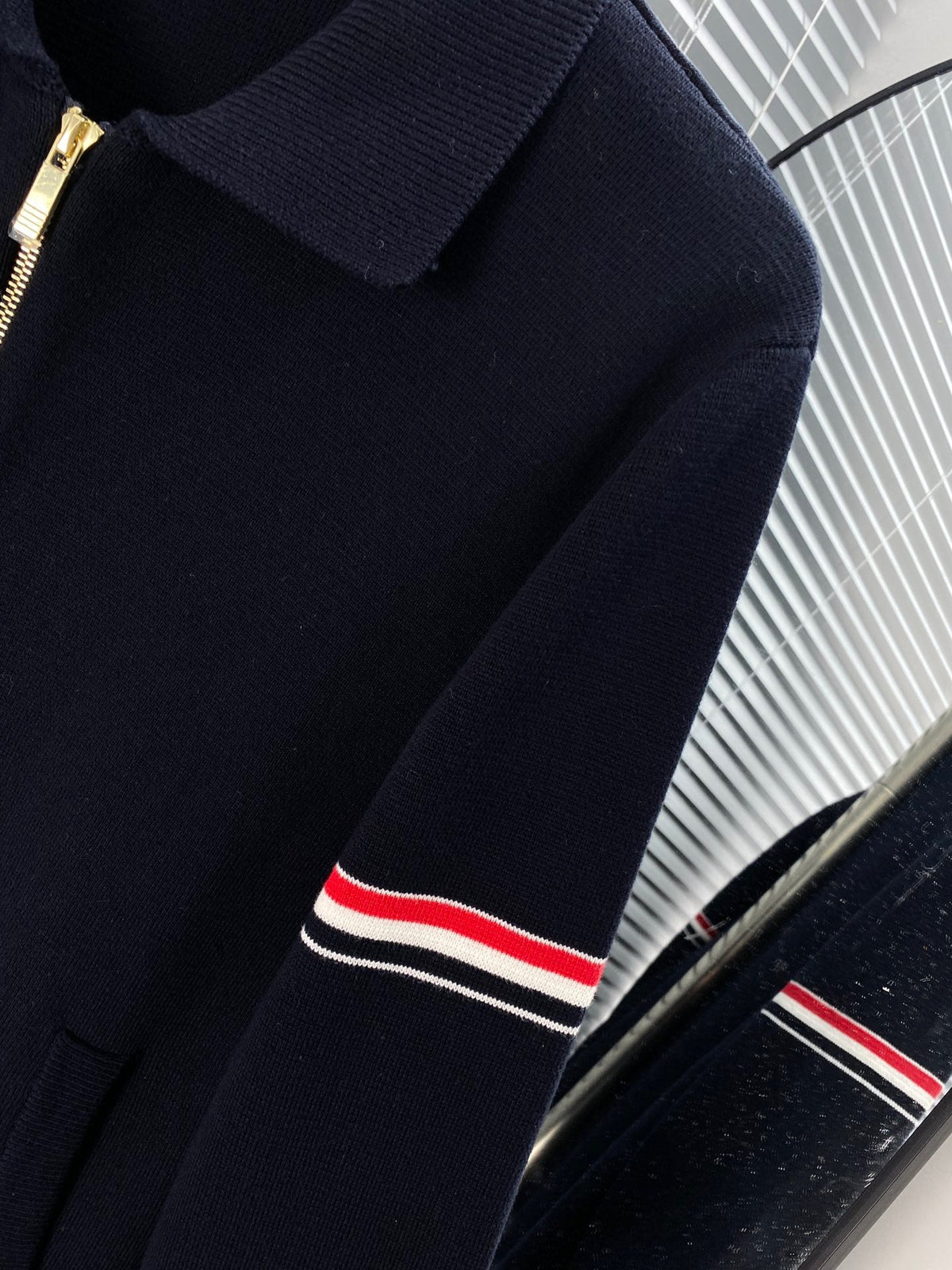 RWB Stripe Cardigan Navy - Men's