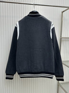 Navy Wool Striped Trim Varsity – Herren