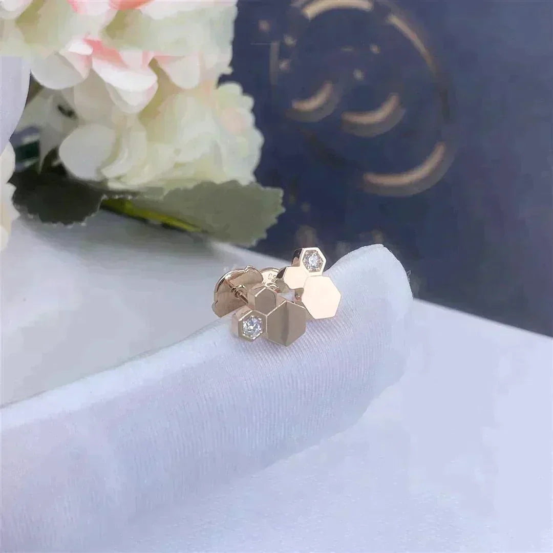 Bee Love Rose Gold Diamond Earrings – LUX VERSE Luxury Designer Fashion Outlet
