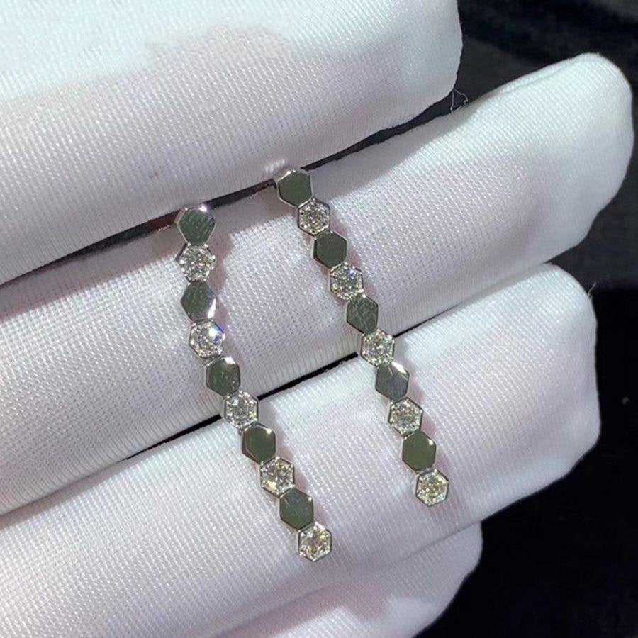 Bee Love Silver Diamond Long Earrings – LUX VERSE Luxury Designer Fashion Outlet