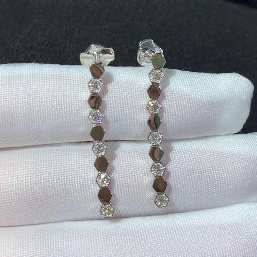 Bee Love Silver Diamond Long Earrings – LUX VERSE Luxury Designer Fashion Outlet