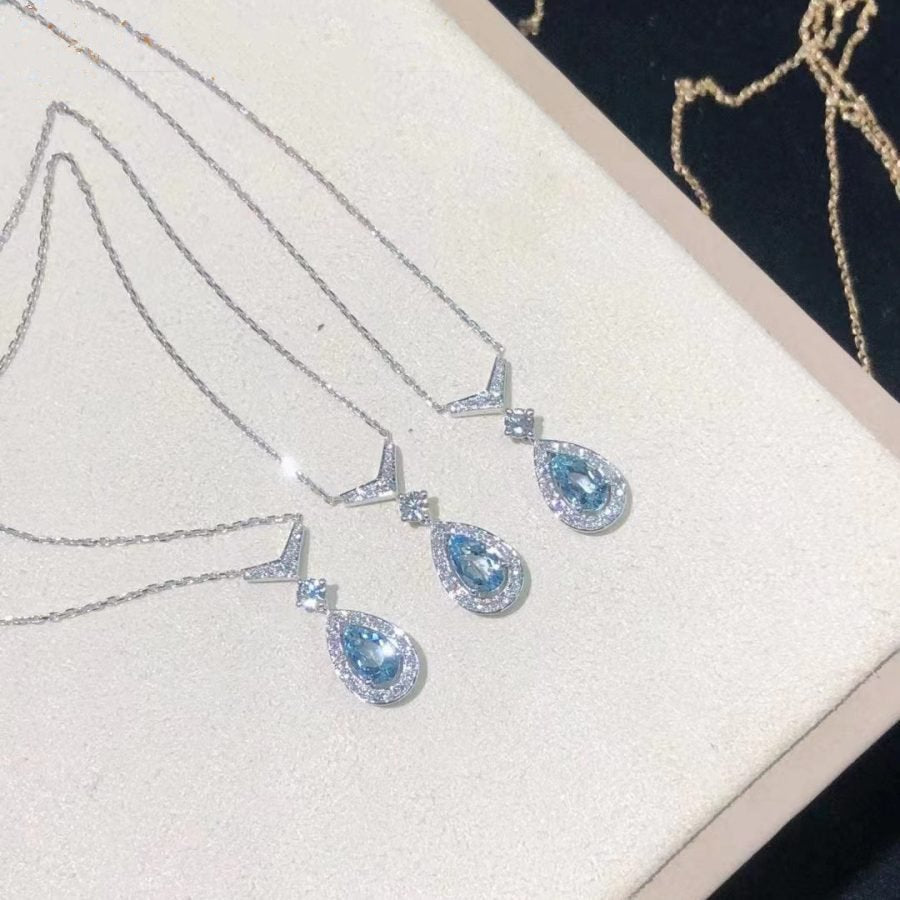Josephine Turquoise Light Silver Diamond Necklace – LUX VERSE Luxury Designer Fashion Outlet