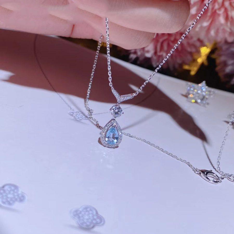 Josephine Turquoise Light Silver Diamond Necklace – LUX VERSE Luxury Designer Fashion Outlet