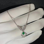 Josephine Malachite Silver Diamond Necklace – LUX VERSE Luxury Designer Fashion Outlet