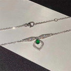 Josephine Malachite Silver Diamond Necklace – LUX VERSE Luxury Designer Fashion Outlet