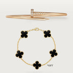 Clove Bracelet - Gift Alhambra Bracelet – clove Necklace, double coated yellow gold 18K, set with 20 brilliant-cut zirconian – LUX VERSE Luxury Designer Fashion Outlet
