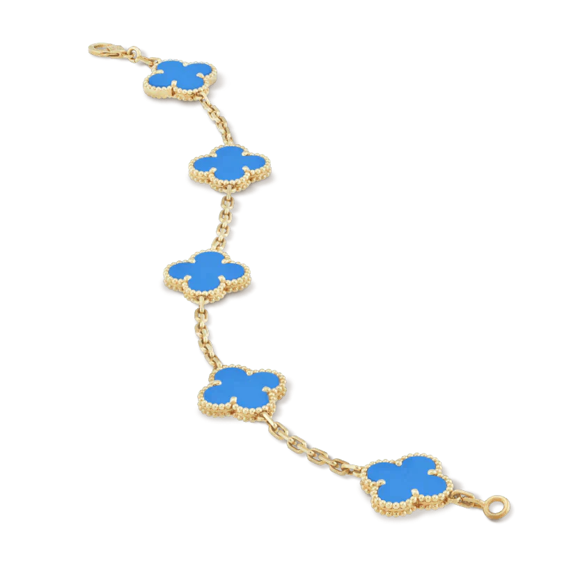 Clove Bracelet - Gift Alhambra Bracelet – clove Necklace, double coated yellow gold 18K, set with 20 brilliant-cut zirconian – LUX VERSE Luxury Designer Fashion Outlet